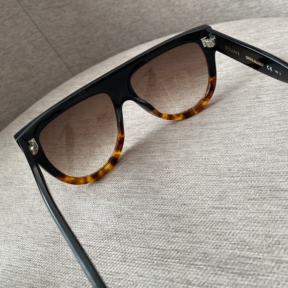 SOLD Celine Aviator Sunglasses in Acetate Black/Havana - Picture 2 of 6